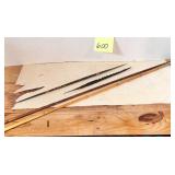 Antique bamboo and carved wood weapons