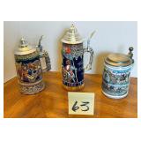 (2) German Steins & 1- Japan Music Box Stein