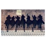 cowboy posse metal coat hanger featuring silhou..