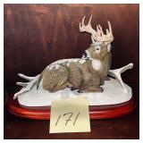 Danbury Mint 'Winter Stag' white-tailed deer sc..