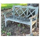 Heavily mossed & weathered bench