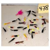 Fishing lures,  an assortment of hand-tied flies