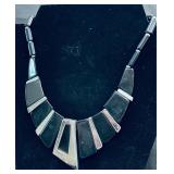 Vintage, black and silver geometric necklace