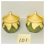 Vintage Shawnee Pottery 'Corn King' sugar bowls