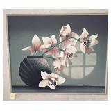 Vintage floral still life painting of orchids i..