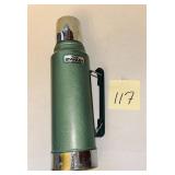 Classic green Stanley 1913 vacuum thermos bottle