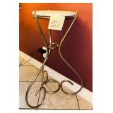 Vintage gold brass metal plant stand with curve..