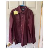 Menï¿½s Wrangler Pearl Button Maroon Shirt XL