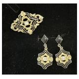 Art Deco inspired gold-tone drop earrings and a..