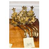 Vintage, solid brass Christmas tree stocking ho..