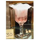 Vintage art glass footed vase