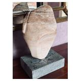 Vintage modernist pink marble biomorphic sculpt..