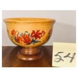Vintage FTD yellow ceramic pedestal bowl featur..