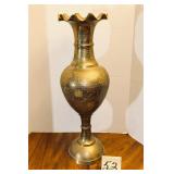 Vintage etched brass vase made in India featuri..
