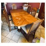 Vintage Pedestal Dining Table & 6 chairs