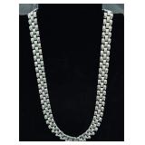 Monet silver tone textured panther link chain n..