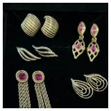 vintage gold tone earrings (2ï¿½Swarovski)
