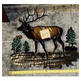 Rustic metal elk wall art piece