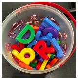 Small bucket of magnetic alphabet