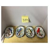 Set of four vintage Homco oval 3D bird wall pla..