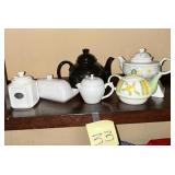 Teapots, Butter dish, & sugar canister