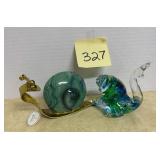 Two snails, one Murano style art glass
