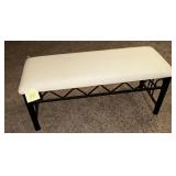 Black metal bench w/cream seat