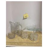 Assorted glass serving pieces