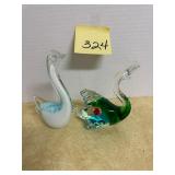 Vintage Murano style hand blown glass swan and ..