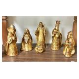 Vintage, gold-toned 'jeweled' nativity set & Tr..