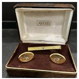 vintage 1971 Avon Starburst tie bar and cufflin..
