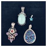 .925 Sterling Silver & Stone Pendants