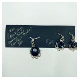 .925 Sterling Silver & Onyx Earrings & Pendant