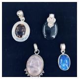 .925 Sterling Silver & Stone Pendants