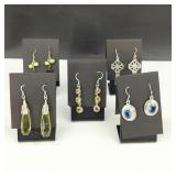 5 Pairs .925 Sterling Silver & Stone Earrings