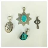 4 .925 Sterling Silver & Stone Pendants