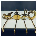 Set of 4 Vintage Brass Stocking Holders