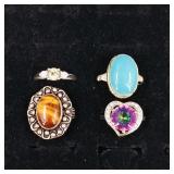 4 .925 Sterling Silver & Stone Rings