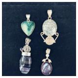 .925 Sterling Silver & Stone Pendants
