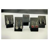 5 Pair .925 Sterling Silver & Stone Earrings
