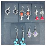 5 Pair .925 Sterling Silver Earrings