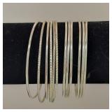 (12) .925 Sterling Silver Bangle Bracelets