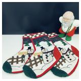 Vtg. "Warm Buns" Ceramic Santa Figure & Stockings