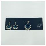 .925 Silver Blue Stone Earrings & Pendant