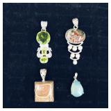 .925 Sterling Silver & Stone Pendants