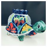 Large Mexican Talavera Turtle Planter