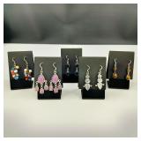 5 Pair .925 Sterling Silver & Stone Earrings