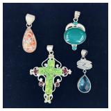 .925 Sterling Silver & Stone Pendants
