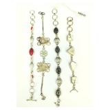 4 .925 Sterling Silver & Stone Bracelets
