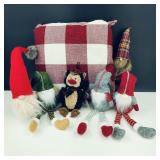 Christmas Gnomes & Feather Throw Pillow